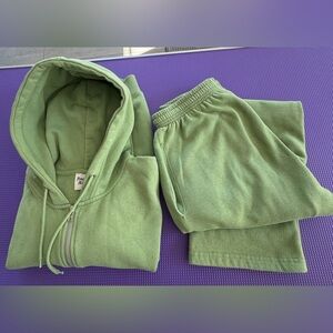 Princess Polly Sage Green Zip Hoodie & Sweatpants Set